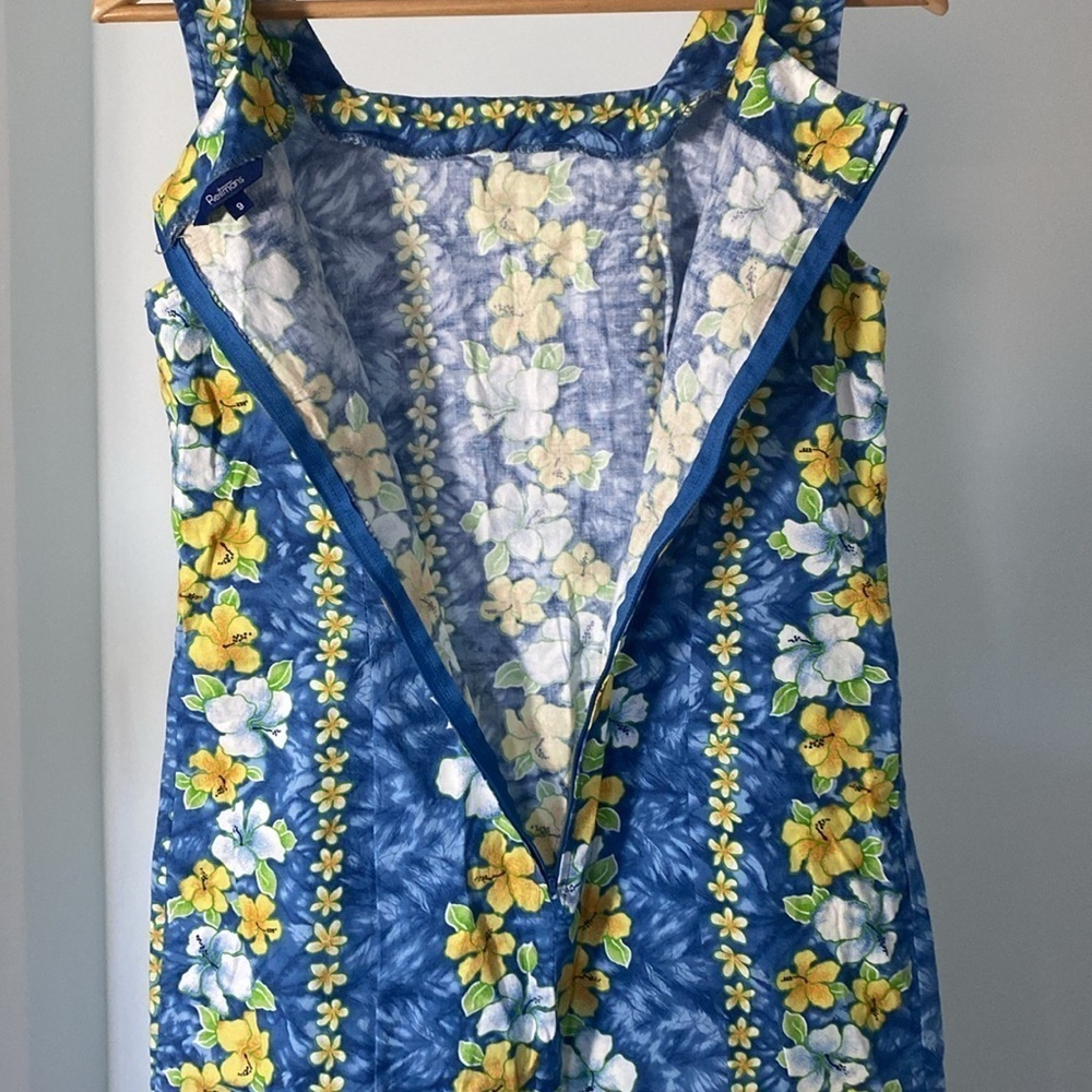 Vintage 90s Reitmans Hawaiian Hibiscus Floral Cotton Mini Dress Size 9 - Picture 9 of 10